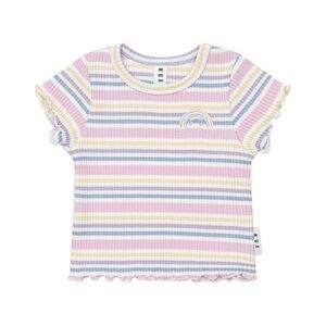 Huxbaby Girls Rainbow Stripe Rib T-Shirt
